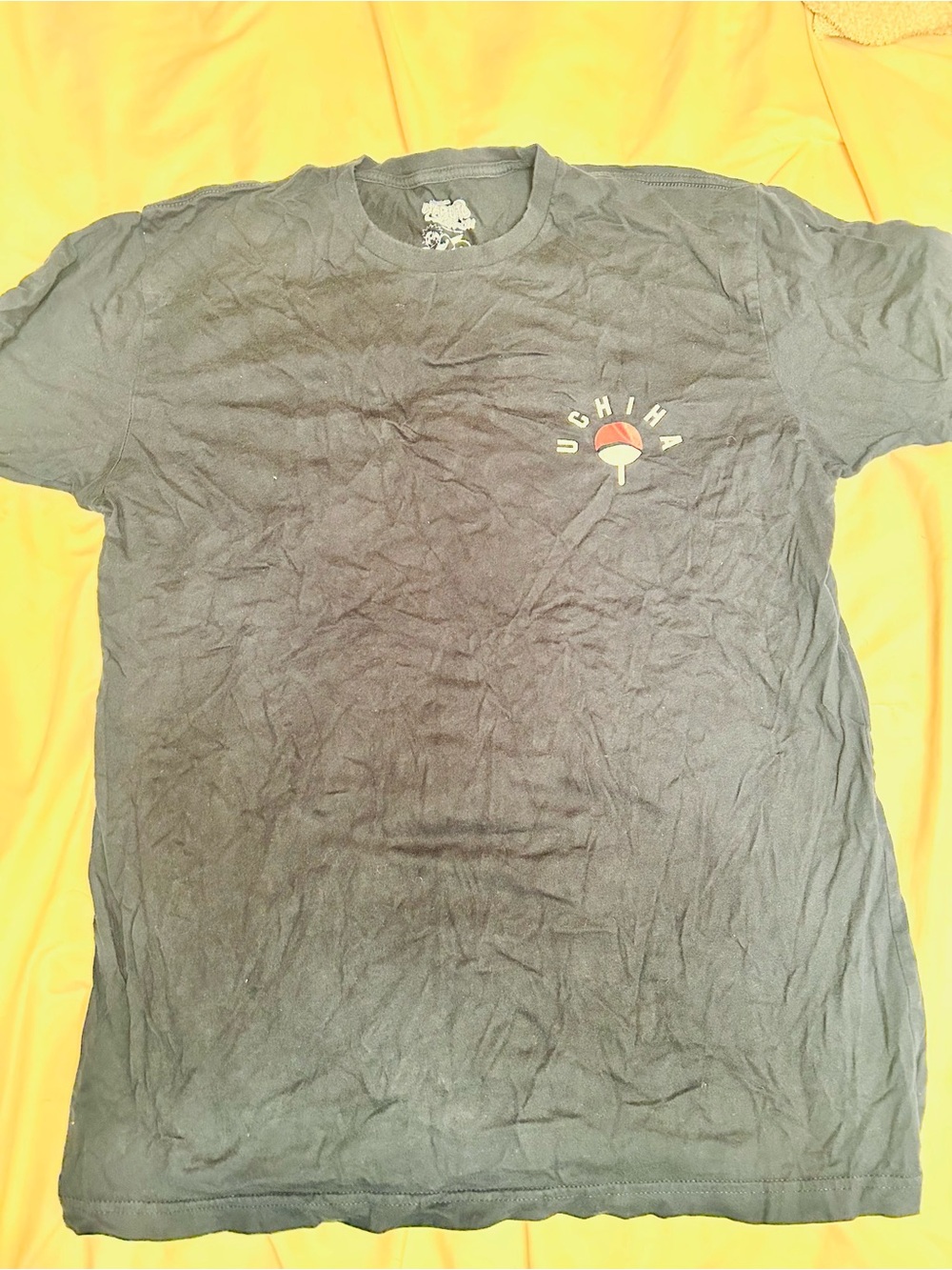 Ripple Junction navy Tee with Red & White Uchiha Fan Chest Graphic